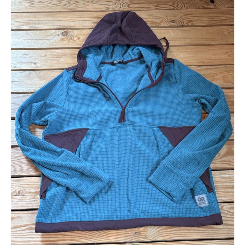 Outdoor research Men’s 1/4 Zip Hooded Jacket Size S Blue T10
